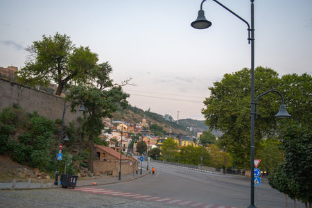 view of the road in Tbilisi early in the morning