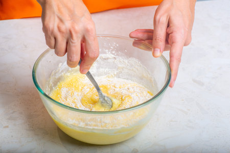 mix flour in a cup with ingredients