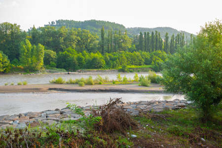 very beautiful river with forest in georgiaの写真素材
