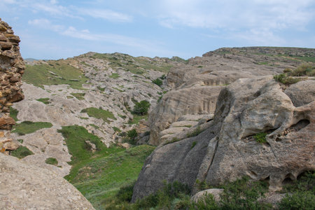 beautiful mountains in georgia and greenery in summerの写真素材