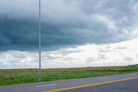 picturesque steppe landscape in summer before rain