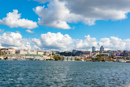 View of Istanbul from the Bosphorus Straitの写真素材