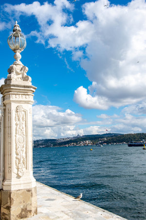 Dolmabahce Gate overlooking the Bosphorus Bayの写真素材