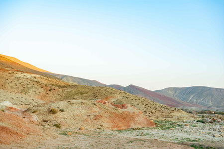 The colored mountains of Khizi in Azerbaijan are very beautifulの写真素材