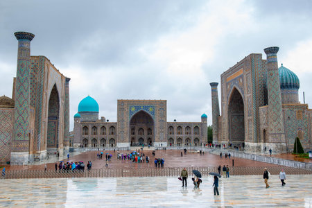Samarkand Square is the most famous registanの写真素材