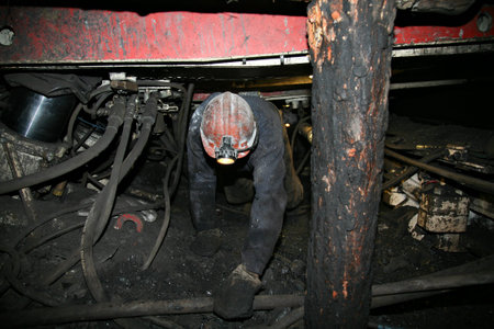 miner performs work in a mineの写真素材