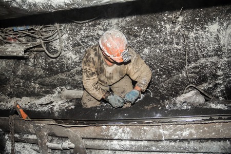 miner performs work in a mineの写真素材