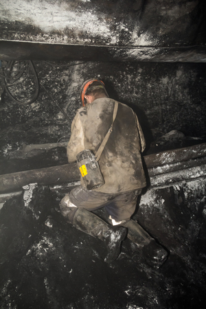 miner performs work in a mineの写真素材