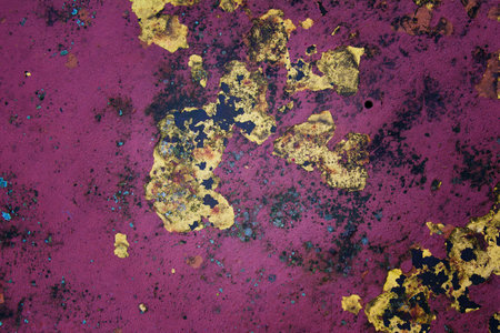 A Grunge Background with Old Peeling Paint, yellow, purple color.