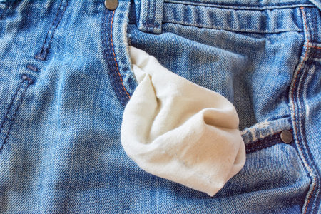 Empty turned out jeans pocket. Bankruptcy economic financial concept. Need money