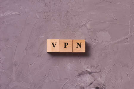 VPN word on wooden block. Business, technology, internet and network concept. Bypass Internet blocksの写真素材