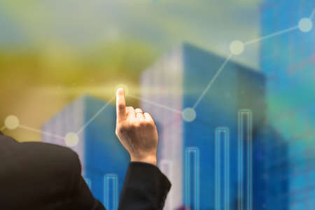 Business background with graphs and charts. Business development growth, success, planing, growing growth and strategy concept.の写真素材