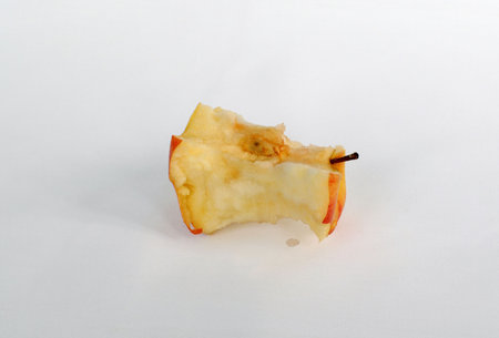 On a white background ripe juicy apples layの写真素材