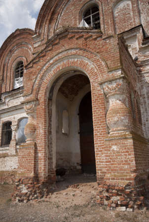 The rural thrown, dilapidated orthodox temple in the Saratov area.の写真素材