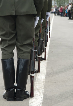 System of a guard of honour before parade the Victory on ninth of May in Saratov.