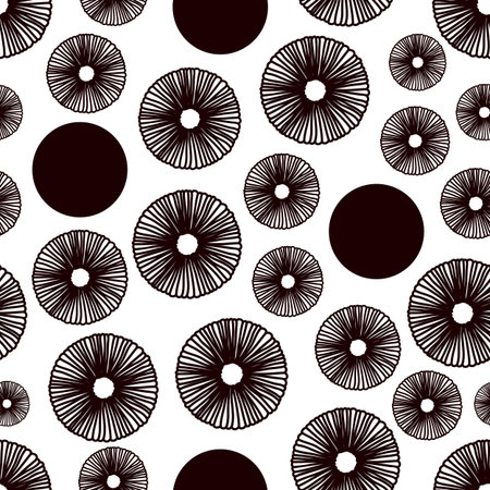 Cute black polka dots. abstract seamless pattern. Can be used in textile industry, paper, background, scrapbooking.のイラスト素材