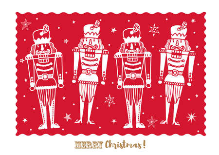 Red Nutcracker. Cute christmas vector poster.のイラスト素材