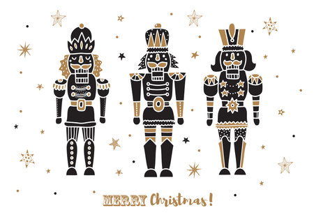 Nutcracker. Cute christmas vector poster.