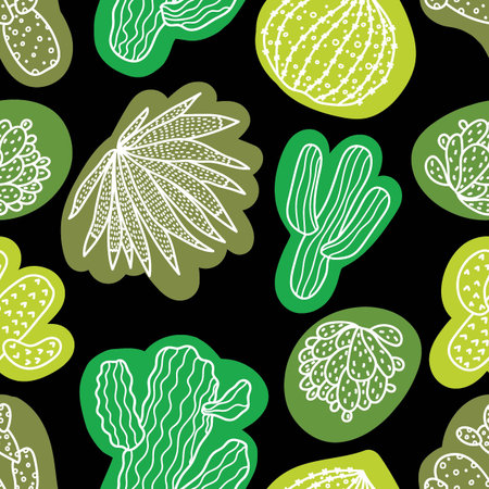 Cute line cactus. Colorful seamless pattern. Endless pattern can be used for ceramic tile,...