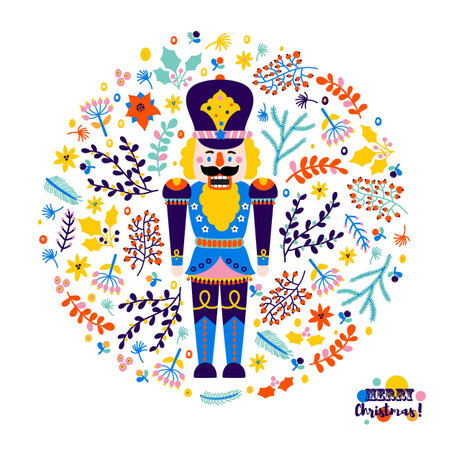 Nutcracker. Christmas vector card. Cute illustration.のイラスト素材