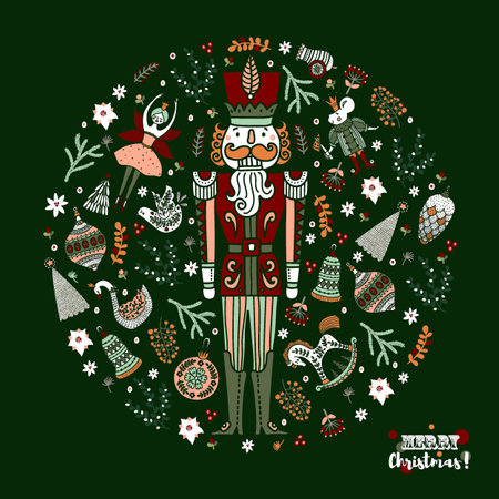 Nutcracker. Cute Christmas vector card.のイラスト素材
