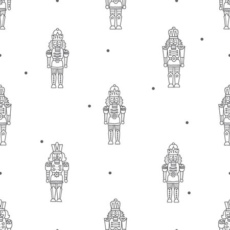 Christmas vector seamless silver Nutcracker and polka dot. Can be used for wallpaper, pattern fills, web page background, surface textures.のイラスト素材
