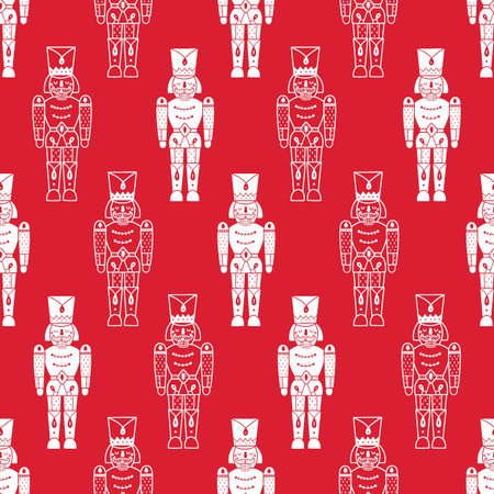 Red Christmas vector seamless Nutcracker pattern. Can be used for wallpaper, pattern fills, web page background, surface textures.のイラスト素材