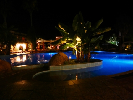 Night Swimming pool Island of Kos, Greeceのeditorial素材
