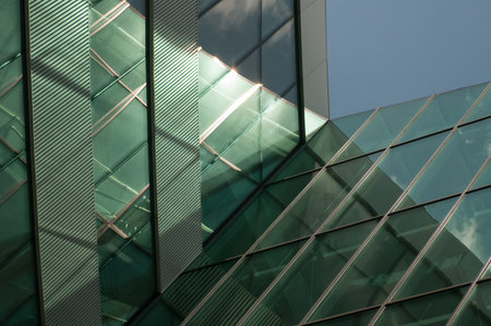 Modern glass building for business and the sky