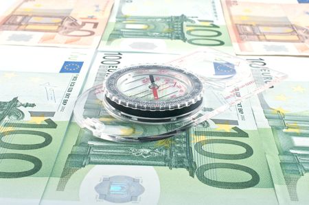 Currency euro and compassの写真素材