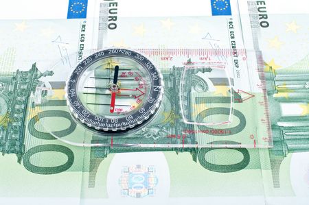Currency euro and compassの写真素材