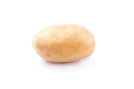 Raw potato isolated on white backgroundの写真素材