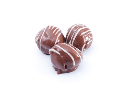 Chocolate candies. Closeup,isolated on the whiteの写真素材