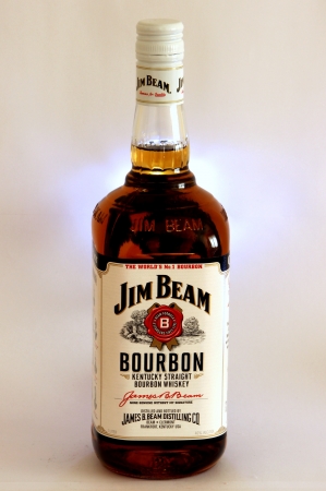 Jim Beam Bourbon Whiskey in Backlit White isolated backgroundのeditorial素材