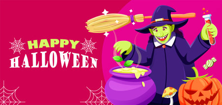 Happy Halloween, witch is cookingのイラスト素材