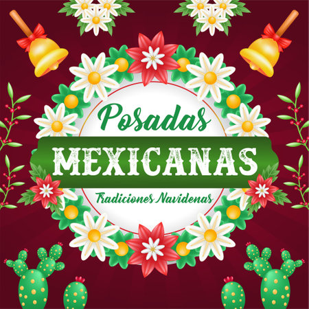 Posadas Mexicanas, 3d illustration of wreath with plant decoration. Suitable for eventsの写真素材