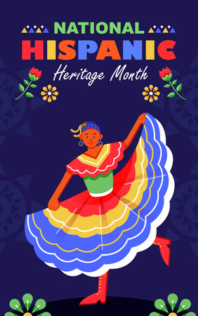 National Hispanic Heritage Month, Latin women's dance. Suitable for eventsのイラスト素材