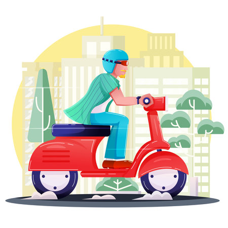Go around the city on a motorのイラスト素材