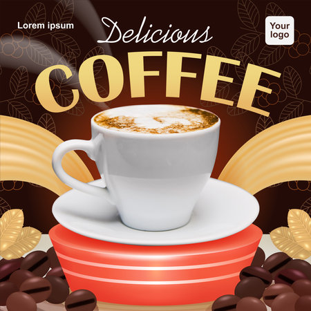 Deslicous Coffee, 3d vector podium background with coffee bean ornament. Can be used for product backgroundのイラスト素材
