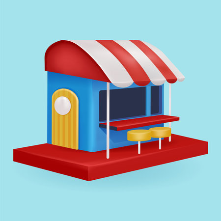 Food shop, 3d vector suitable for design asset and businessのイラスト素材