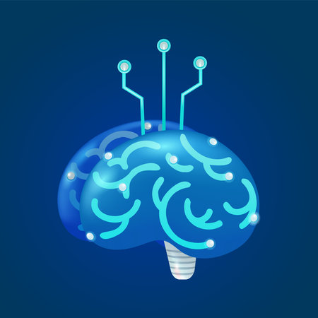 Futuristic Ai brain suitable for future art and technology, 3d vectorのイラスト素材