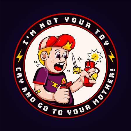 Little boy playing with firecrackers. Perfect for , t-shirts, stickers and postersのイラスト素材