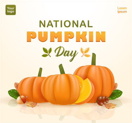 National Pumpkin Day. pumpkin in fall, 3d vector. Suitable for events and design elementsのイラスト素材