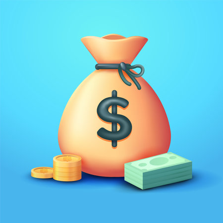 A bag of money. 3d vector, suitable for business and design elementsのイラスト素材