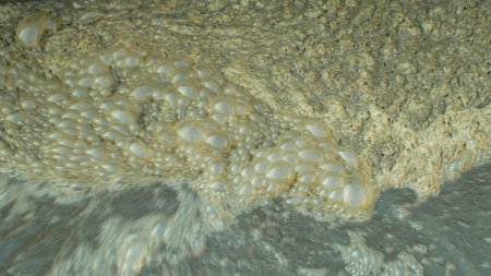 Biological purification  water sewage treatment plant waste water bubbles in the tank, activated...
