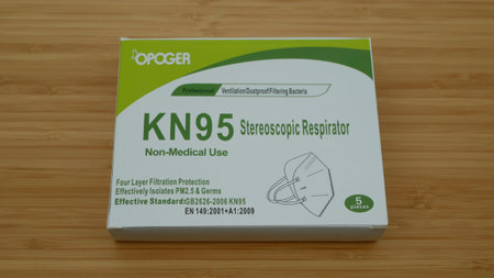 OLOMOUC, CZECH REPUBLIC, JANUARY, 20, 2021: KN95 mask face China stereoscopic respirator coronavirus...