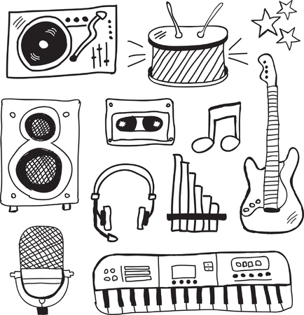 Music instruments doodlesのイラスト素材