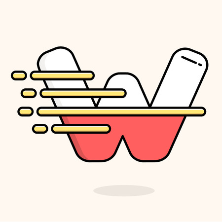 Letter W  design element. Fast speed vector templateのイラスト素材