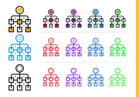 Linear hierarchical icon for startup business in different colors. Vector elements for website, mobile applicationのイラスト素材