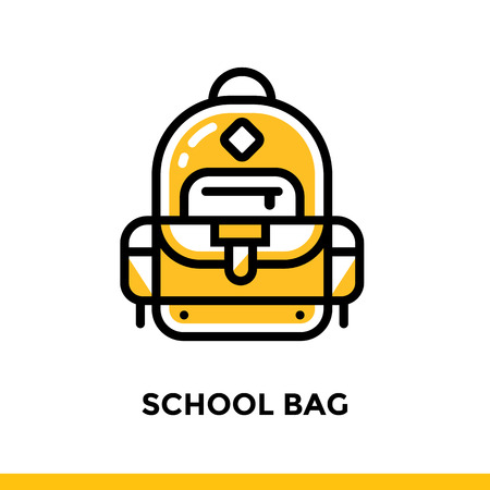 Linear SCHOOL BAG icon for education. Pictogram in outline style. Vector modern flat design element for mobile application and web design.のイラスト素材